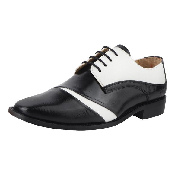 LIBERTYZENO Black/White Leather Oxford Style Dress Shoes